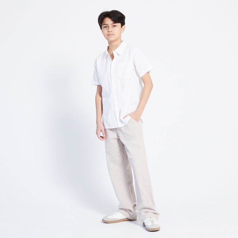 Short sleeve linen blend shirt "Tim star" White 2